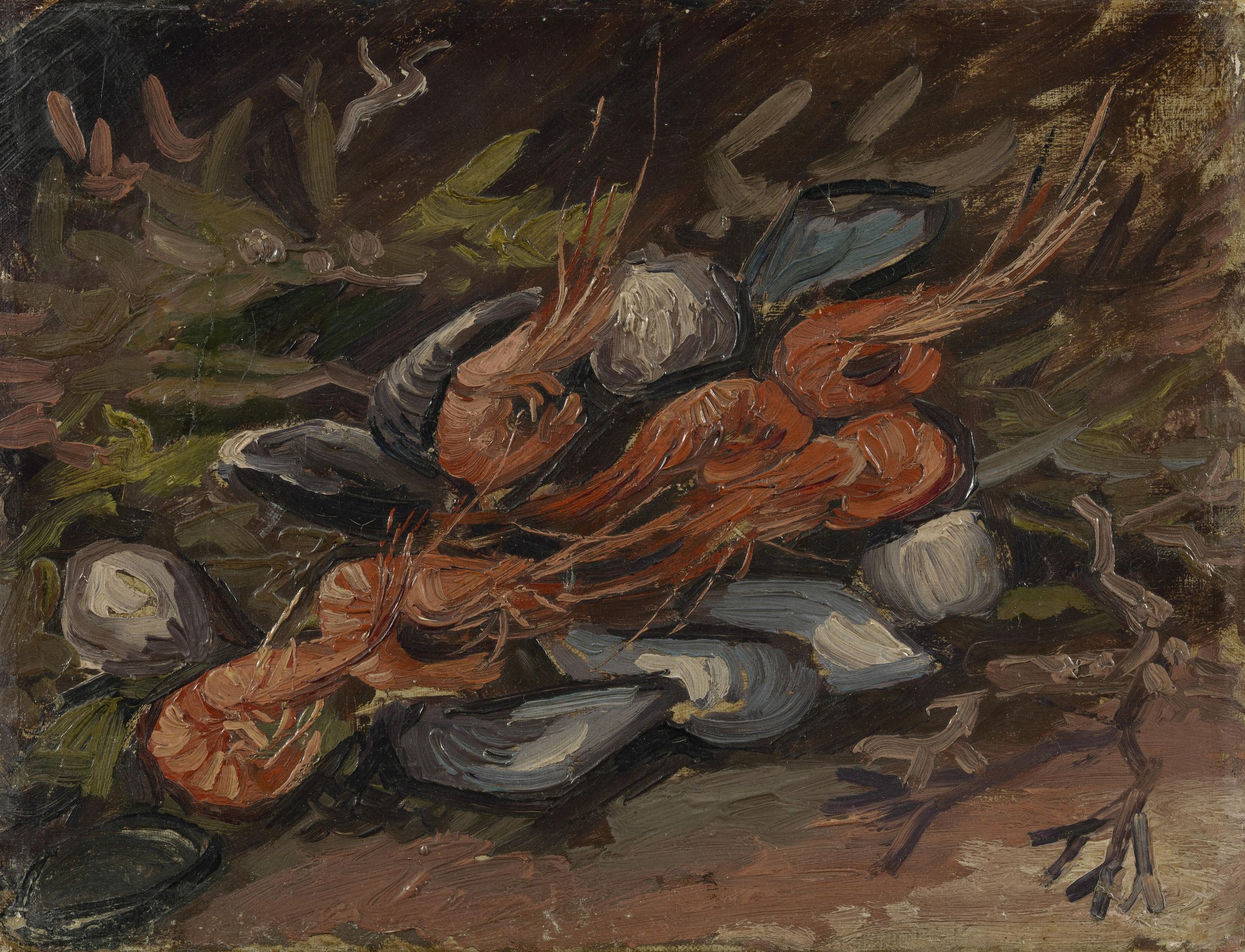 Картина Ван Гога Натюрморт с мидиями и креветками 1886
